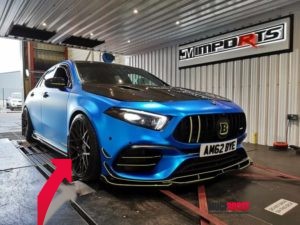 Mercedes-AMG A45 S W177 dyno graph with MuchBoost M139 hybrid turbo making 521 HP and 665 Nm